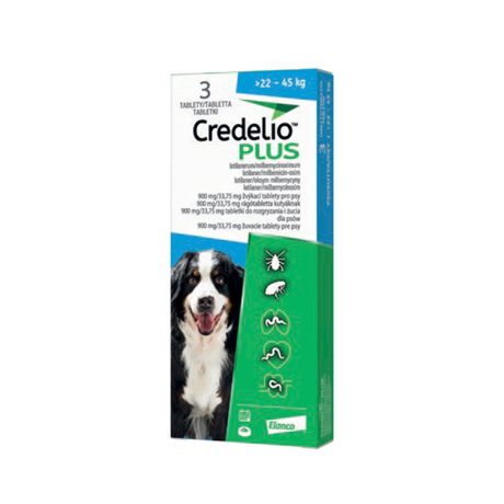 Credelio PLUS 900mg/33,75mg  3 χάπια Μασώμενα δισκία για σκύλους (>22–45 kg)