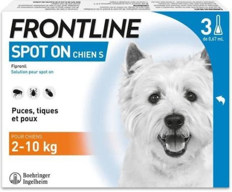 Frontline Spot On Dog Flea Tick Control Dogs S 2-10kg 3 Pipettes